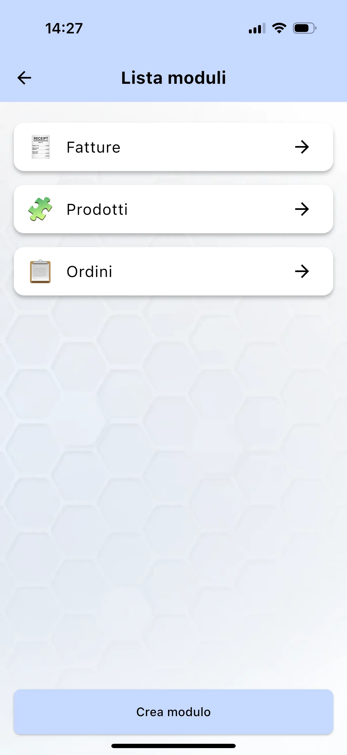 Esempio di moduli personalizzati su API APP